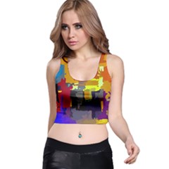 Abstract Vibrant Colour Racer Back Crop Top