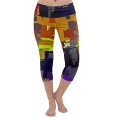 Abstract Vibrant Colour Capri Yoga Leggings by Sapixe