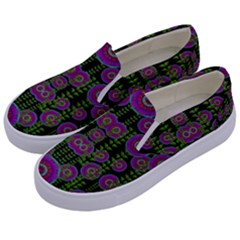 Black Lotus Night In Climbing Beautiful Leaves Kids  Canvas Slip Ons by pepitasart