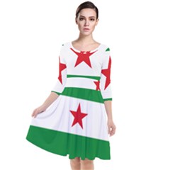 Flag Of Andalusian Nation Party Quarter Sleeve Waist Band Dress by abbeyz71