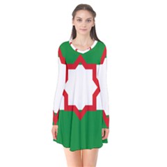 Nationalist Andalusian Flag Long Sleeve V-neck Flare Dress by abbeyz71
