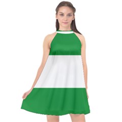 Flag Of Andalucista Youth Wing Of Andalusian Party Halter Neckline Chiffon Dress  by abbeyz71