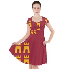 Stylized Coat Of Arms Of Murcia Cap Sleeve Midi Dress