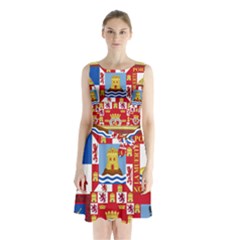 Coat Of Arms Of The Former Province Of Murcia Sleeveless Waist Tie Chiffon Dress by abbeyz71