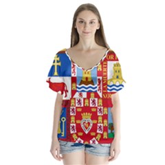 Coat Of Arms Of The Former Province Of Murcia V-neck Flutter Sleeve Top by abbeyz71