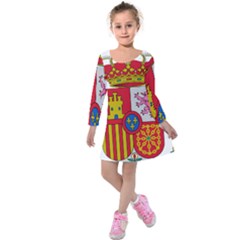 Coat of Arms of Spain Kids  Long Sleeve Velvet Dress