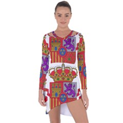 Coat Of Arms Of Spain Asymmetric Cut-out Shift Dress by abbeyz71