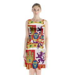 Coat Of Arms Of Spain Sleeveless Waist Tie Chiffon Dress by abbeyz71