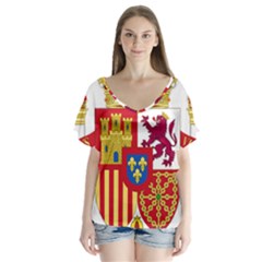 Coat Of Arms Of Spain V-neck Flutter Sleeve Top by abbeyz71