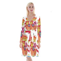 Coat Of Arms Of Spain Long Sleeve Velvet Front Wrap Dress by abbeyz71