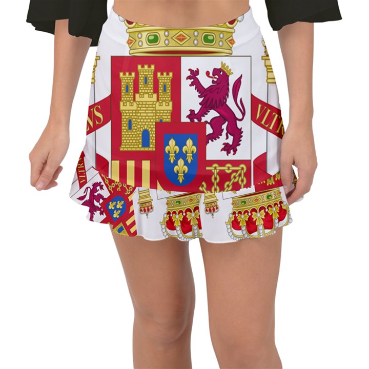 Coat of Arms of Spain Fishtail Mini Chiffon Skirt
