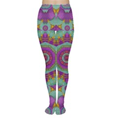 Water Garden Lotus Blossoms In Sacred Style Tights by pepitasart
