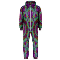 Water Garden Lotus Blossoms In Sacred Style Hooded Jumpsuit (men)  by pepitasart