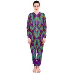 Water Garden Lotus Blossoms In Sacred Style Onepiece Jumpsuit (ladies)  by pepitasart