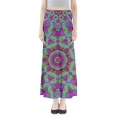 Water Garden Lotus Blossoms In Sacred Style Full Length Maxi Skirt by pepitasart