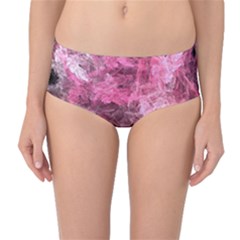 Pink Crystal Fractal Mid-Waist Bikini Bottoms