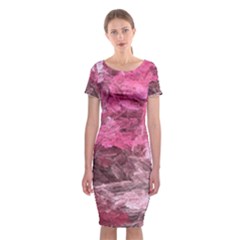 Pink Crystal Fractal Classic Short Sleeve Midi Dress