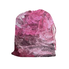 Pink Crystal Fractal Drawstring Pouch (xl) by bloomingvinedesign