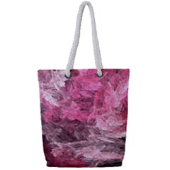 Pink Crystal Fractal Full Print Rope Handle Tote (Small)