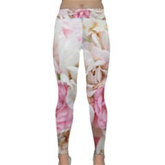 Pink And White Flowers Classic Yoga Leggings by bloomingvinedesign