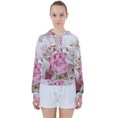 Pink And White Flowers Women s Tie Up Sweat