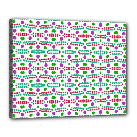 Retro Purple Green Pink Pattern Canvas 20  X 16  (stretched) by BrightVibesDesign