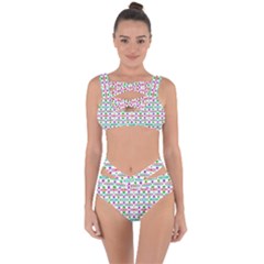 Retro Purple Green Pink Pattern Bandaged Up Bikini Set  by BrightVibesDesign