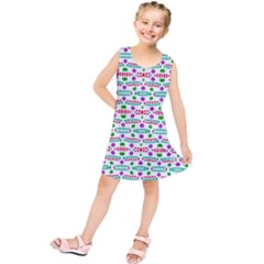 Retro Purple Green Pink Pattern Kids  Tunic Dress