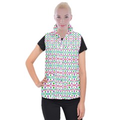 Retro Purple Green Pink Pattern Women s Button Up Vest by BrightVibesDesign