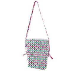 Retro Purple Green Pink Pattern Folding Shoulder Bag by BrightVibesDesign