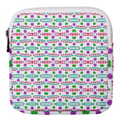 Retro Purple Green Pink Pattern Mini Square Pouch by BrightVibesDesign