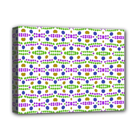 Retro Blue Purple Green Olive Dot Pattern Deluxe Canvas 16  X 12  (stretched)  by BrightVibesDesign