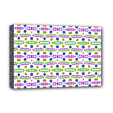 Retro Blue Purple Green Olive Dot Pattern Deluxe Canvas 18  X 12  (stretched) by BrightVibesDesign