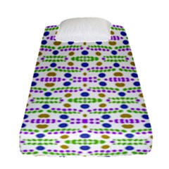 Retro Blue Purple Green Olive Dot Pattern Fitted Sheet (single Size) by BrightVibesDesign