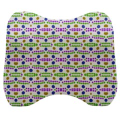 Retro Blue Purple Green Olive Dot Pattern Velour Head Support Cushion by BrightVibesDesign