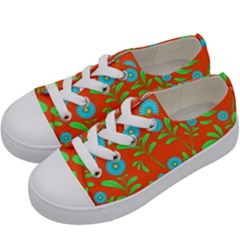 Background Texture Seamless Flowers Kids  Low Top Canvas Sneakers