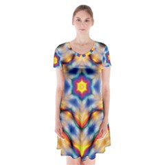 Pattern Abstract Background Art Short Sleeve V-neck Flare Dress