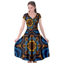 Pattern Abstract Background Art Cap Sleeve Wrap Front Dress