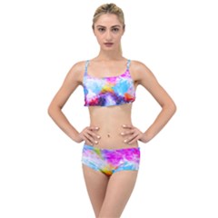 Background Drips Fluid Colorful Layered Top Bikini Set by Sapixe