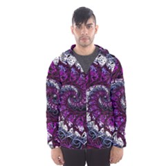 Fractal Background Swirl Art Skull Hooded Windbreaker (men)