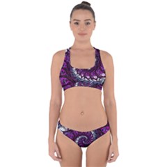 Fractal Background Swirl Art Skull Cross Back Hipster Bikini Set