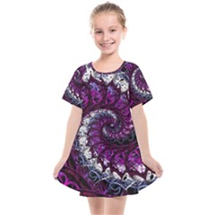 Fractal Background Swirl Art Skull Kids  Smock Dress