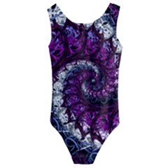 Fractal Background Swirl Art Skull Kids  Cut-out Back One Piece Swimsuit