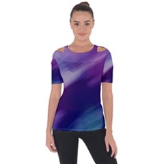 Purple Background Art Abstract Watercolor Shoulder Cut Out Short Sleeve Top by Sapixe