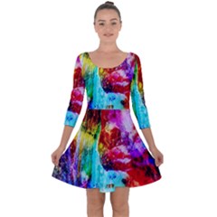 Background Art Abstract Watercolor Quarter Sleeve Skater Dress