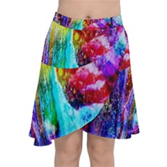 Background Art Abstract Watercolor Chiffon Wrap Front Skirt