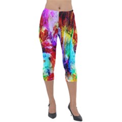 Background Art Abstract Watercolor Lightweight Velour Capri Leggings  by Sapixe