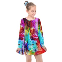 Background Art Abstract Watercolor Kids  Long Sleeve Dress