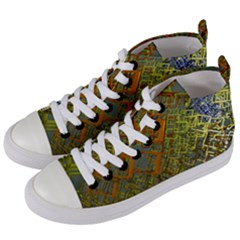 Art 3d Windows Modeling Dimension Women s Mid-top Canvas Sneakers by Sapixe