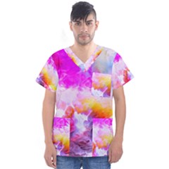 Background Drips Fluid Colorful Men s V-neck Scrub Top